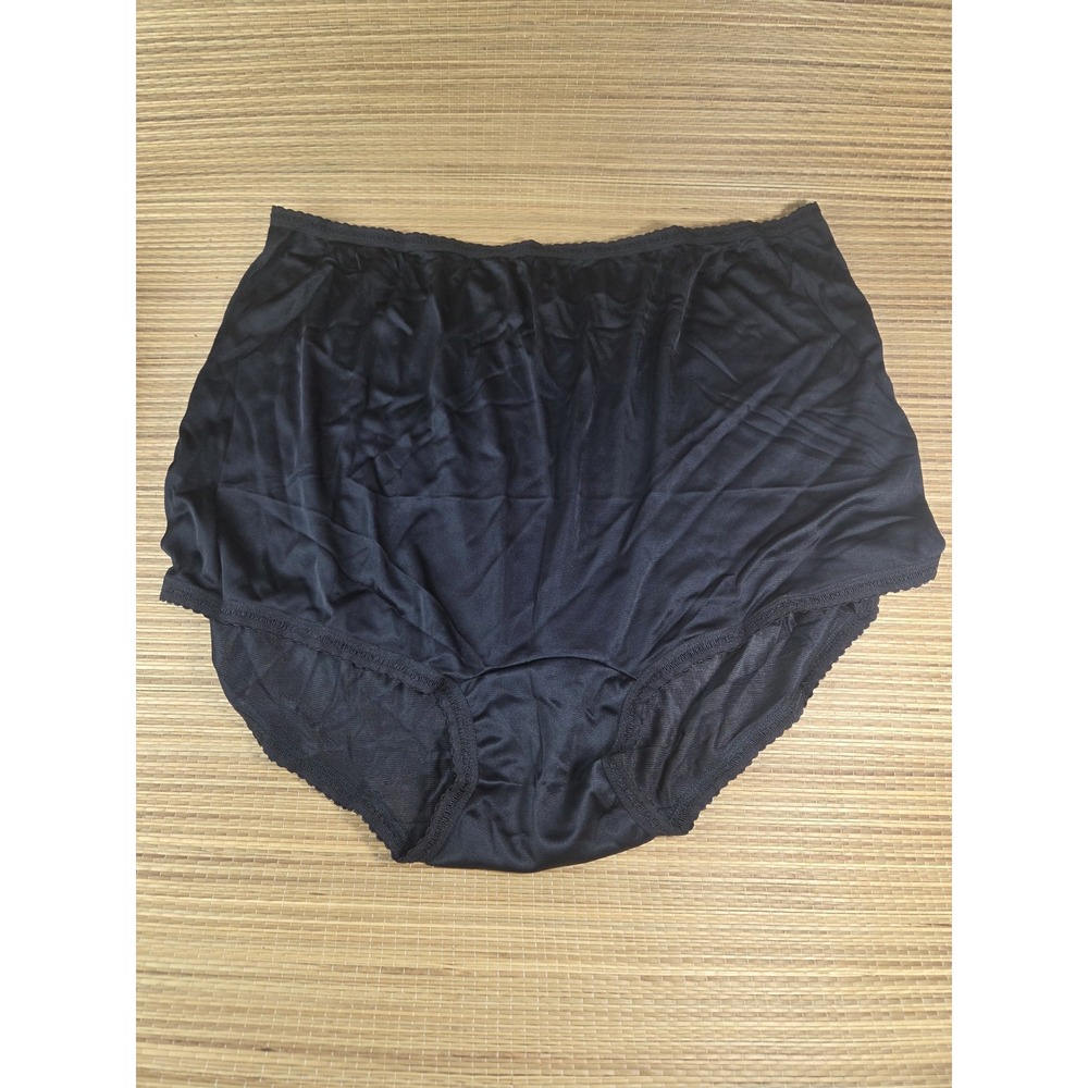 Bali Vintage Full Cut Black Silky Nylon Panties Briefs 23467 Size 12 NEW